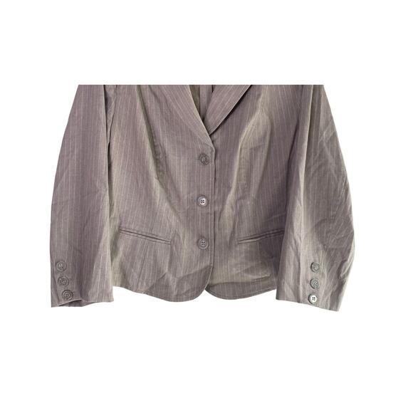 Lane Bryant Long Sleeve Striped Collar Blazer Stretch 3 Buttons 16 Gray White - Picture 3 of 15